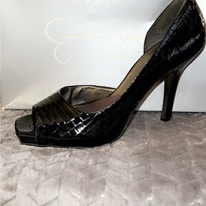 Jessica Simpson Blk croc peep toe heels size 10. Excellent used condition